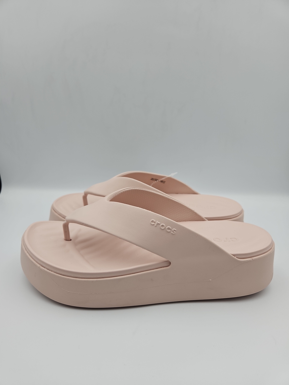 Crocs Womens Platform Flip Sandals in Light Pink
